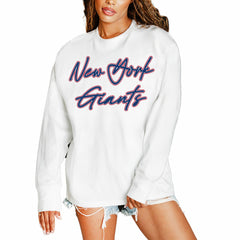 Gameday Couture Women's Classic Comeback Oversized Long Sleeve T-Shirt - New York Giants
