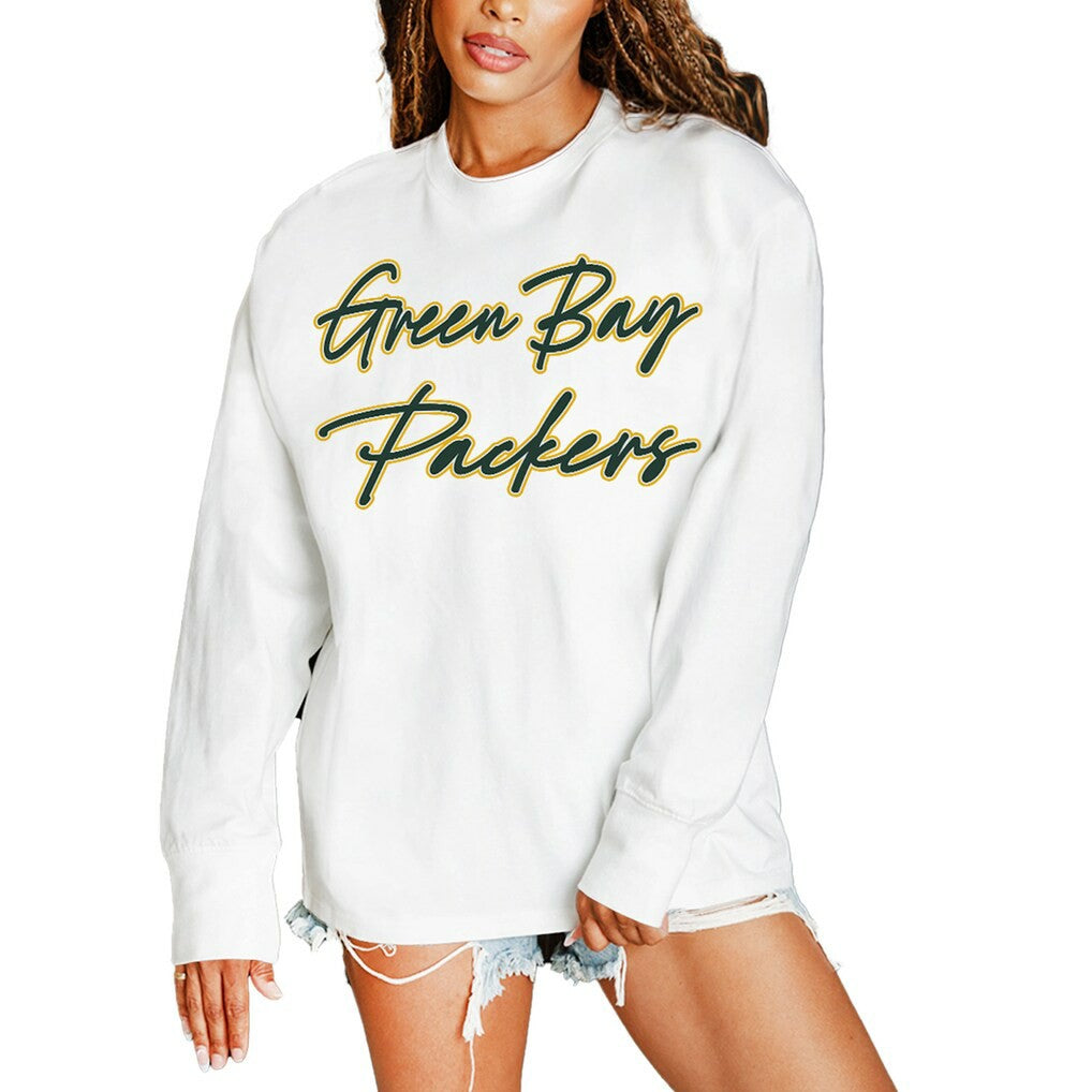 Gameday Couture Women's Classic Comeback Oversized Long Sleeve T-Shirt - Green Bay Packers
