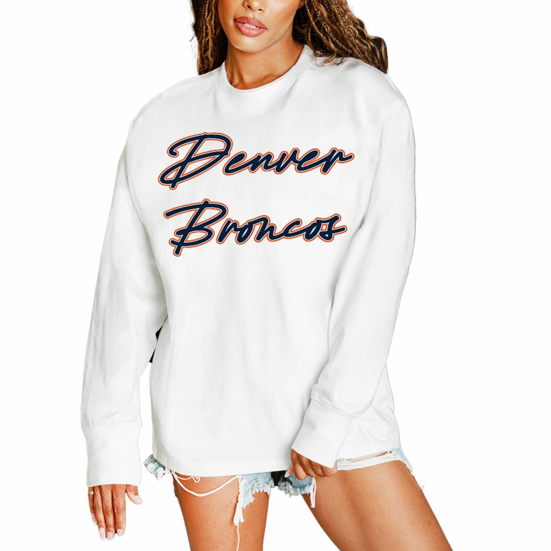 Gameday Couture Women's Classic Comeback Oversized Long Sleeve T-Shirt - Denver Broncos