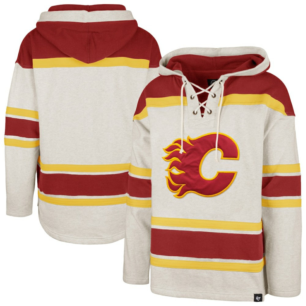 NHL Oatmeal Calgary Flames '47 Rockaway Lacer Pullover Hoodie