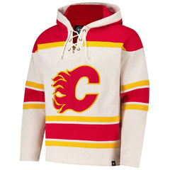 NHL Oatmeal Calgary Flames '47 Rockaway Lacer Pullover Hoodie
