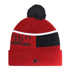 NHL Red Chicago Blackhawks Starter Chyron Commemorative Cuffed Knit Hat with Pom