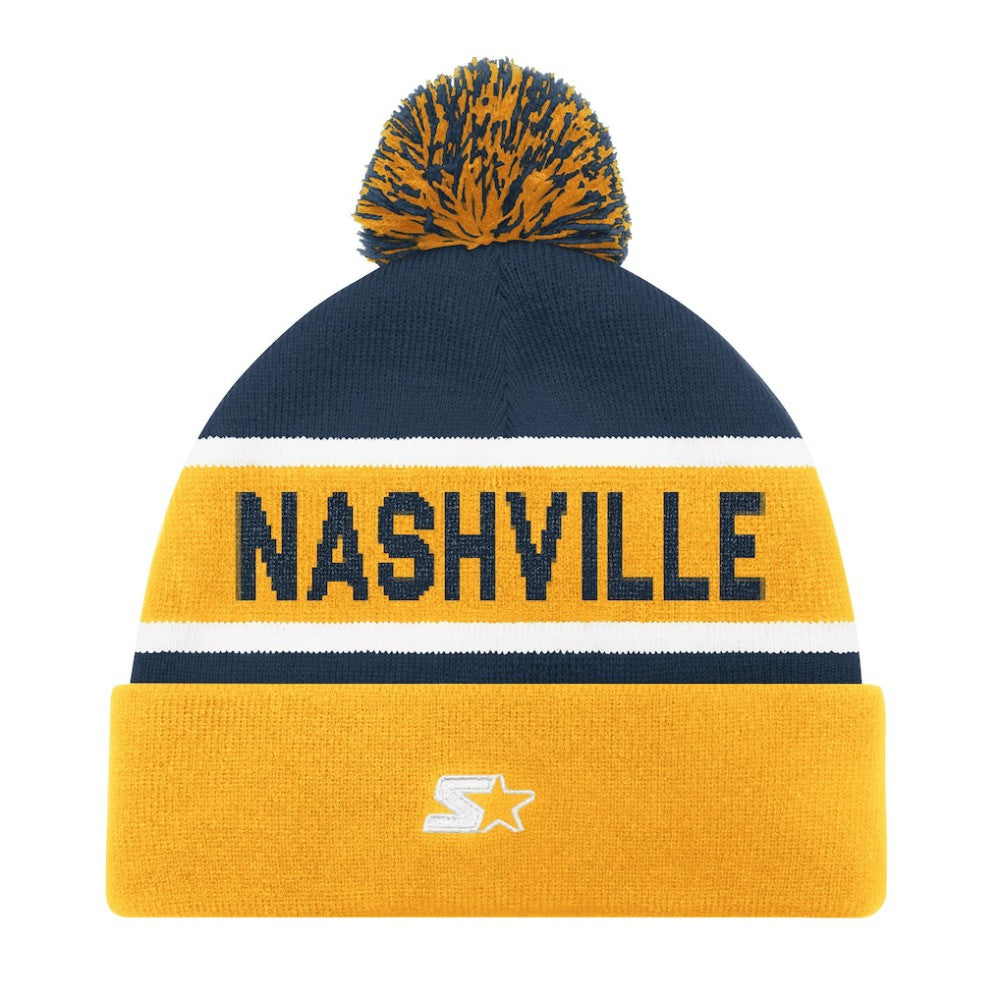 NHL Gold Nashville Predators Starter Cuffed Knit Hat with Pom