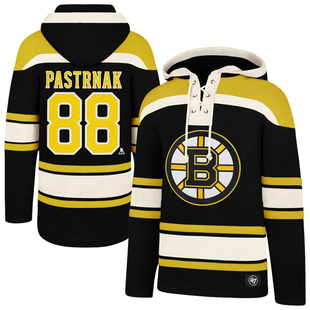 NHL Black David Pastrnak Boston Bruins '47 Big & Tall Lace-up Pullover Hoodie
