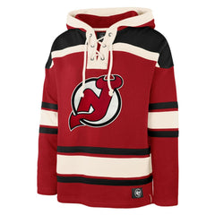 NHL Red Jack Hughes New Jersey Devils '47 Big & Tall Lace-up Pullover Hoodie