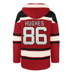 NHL Red Jack Hughes New Jersey Devils '47 Big & Tall Lace-up Pullover Hoodie
