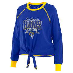 WEAR by Erin Andrews Women's Plus Size Tie-Front Long Sleeve Top - Los Angeles Rams