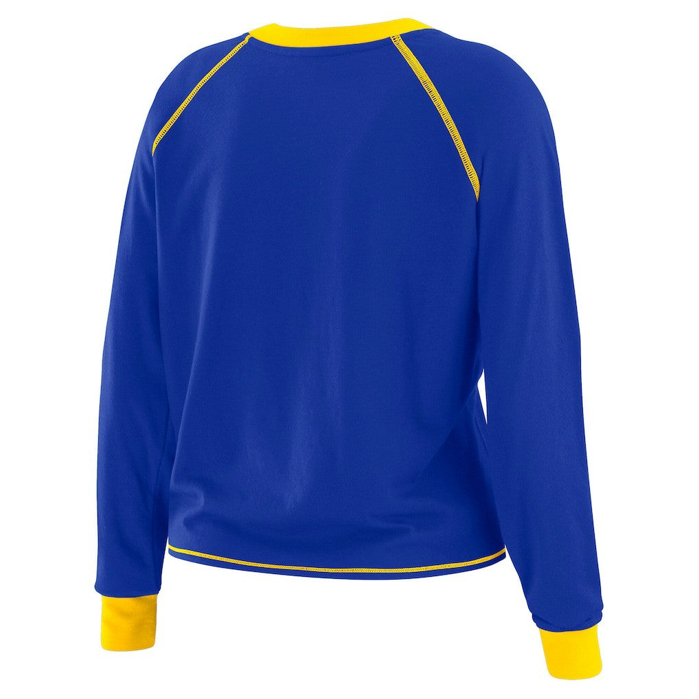 WEAR by Erin Andrews Women's Plus Size Tie-Front Long Sleeve Top - Los Angeles Rams