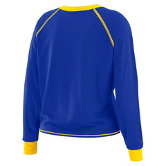 WEAR by Erin Andrews Women's Plus Size Tie-Front Long Sleeve Top - Los Angeles Rams