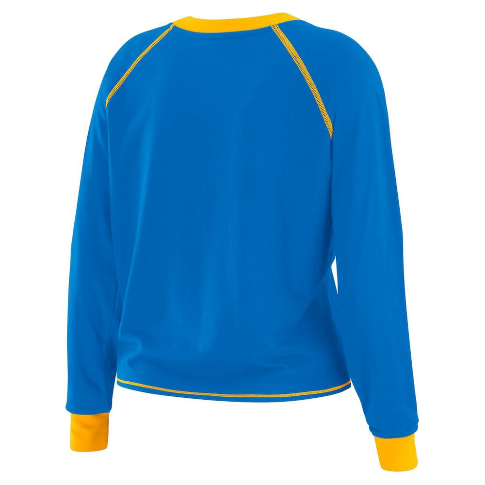 WEAR by Erin Andrews Women's Plus Size Tie-Front Long Sleeve Top - Los Angeles Chargers