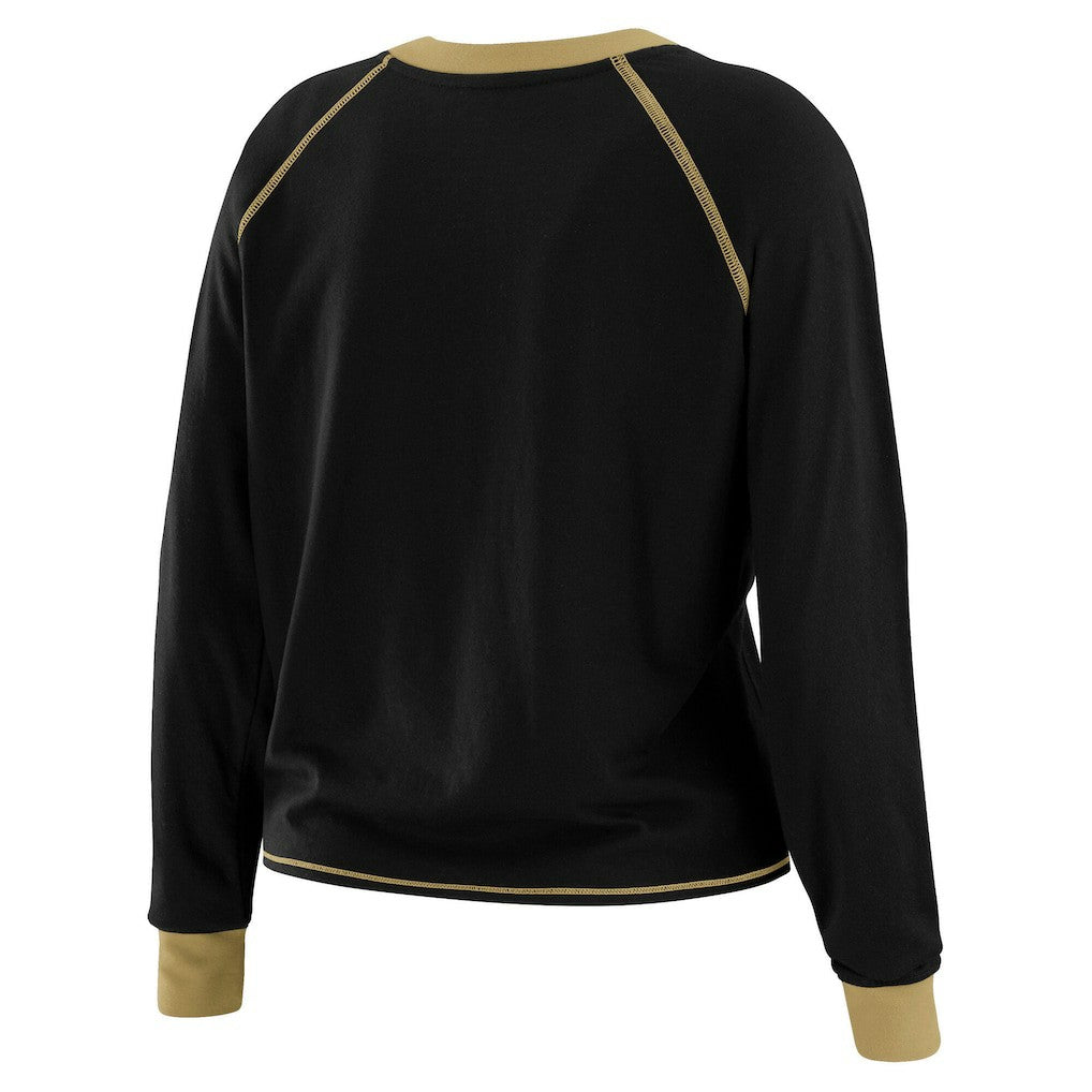 WEAR by Erin Andrews Women's Plus Size Tie-Front Long Sleeve Top - New Orleans Saints
