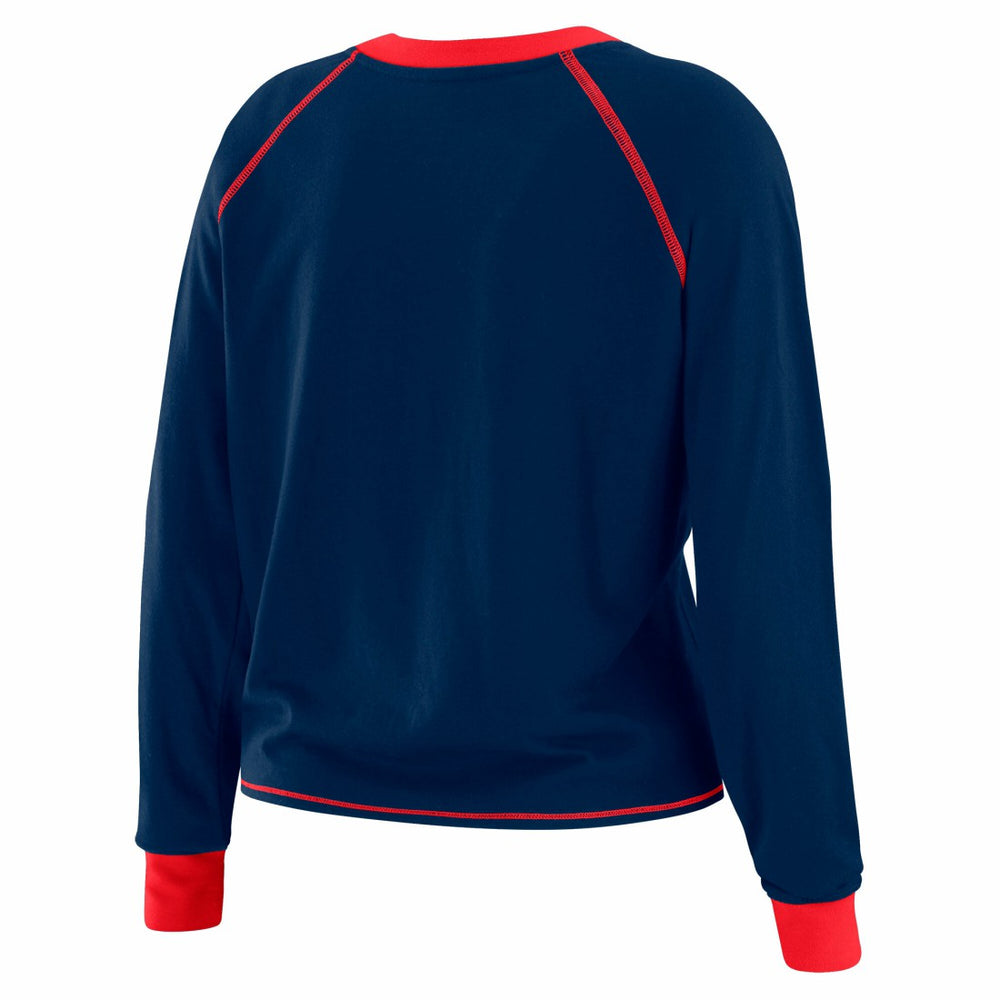 WEAR by Erin Andrews Women's Plus Size Tie-Front Long Sleeve Top - New York Giants