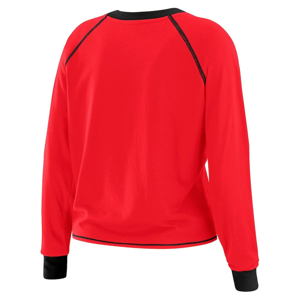 WEAR by Erin Andrews Women's Plus Size Tie-Front Long Sleeve Top - San Francisco 49ers