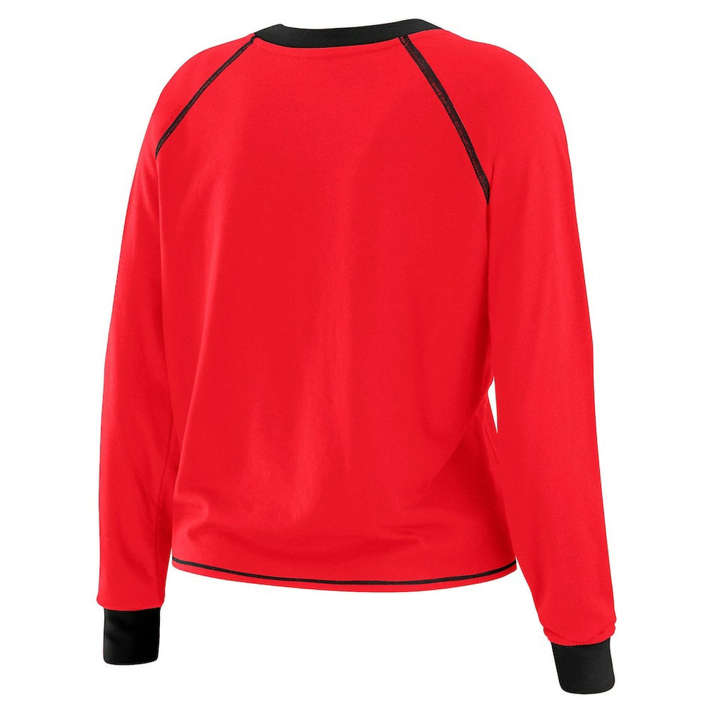 WEAR by Erin Andrews Women's Plus Size Tie-Front Long Sleeve Top - San Francisco 49ers