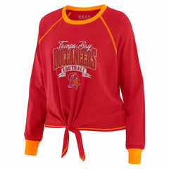 WEAR by Erin Andrews Women's Plus Size Tie-Front Long Sleeve Top - Tampa Bay Buccaneers