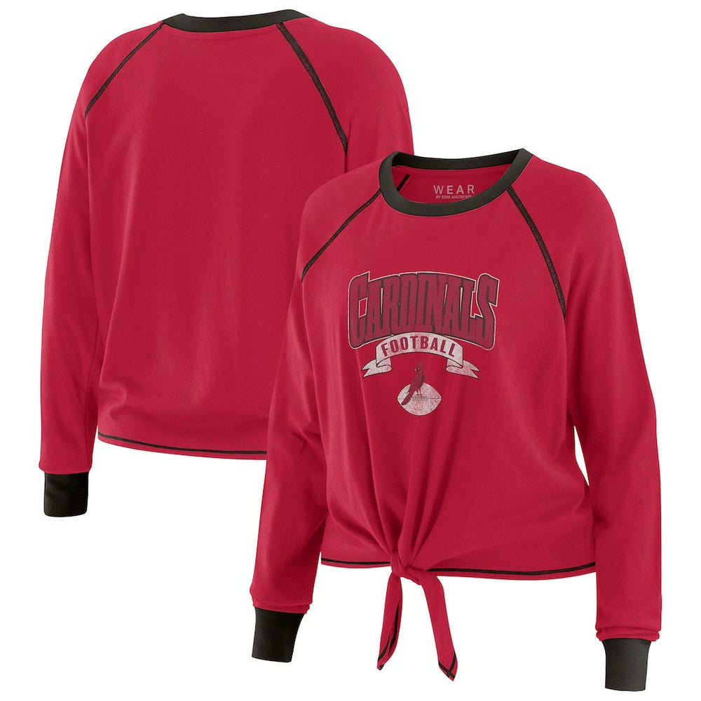 WEAR by Erin Andrews Women's Plus Size Tie-Front Long Sleeve Top - Arizona Cardinals