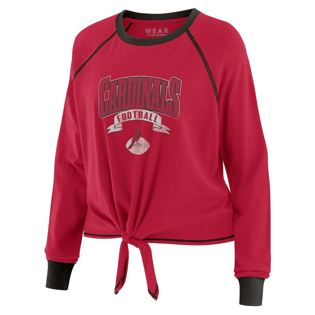 WEAR by Erin Andrews Women's Plus Size Tie-Front Long Sleeve Top - Arizona Cardinals