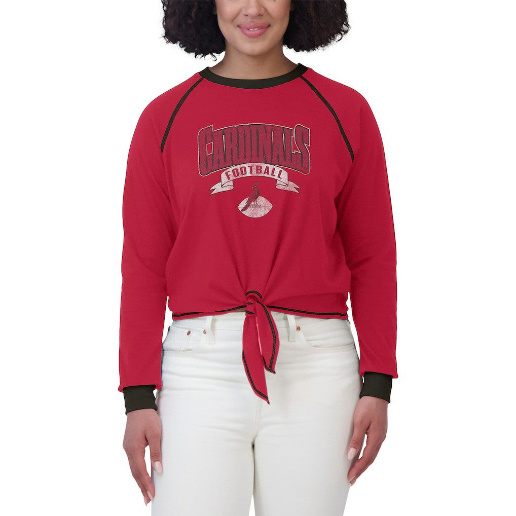 WEAR by Erin Andrews Women's Plus Size Tie-Front Long Sleeve Top - Arizona Cardinals