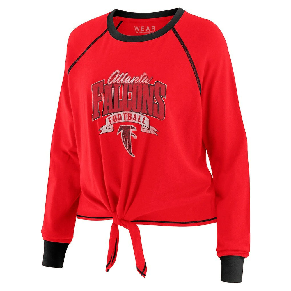 WEAR by Erin Andrews Women's Plus Size Tie-Front Long Sleeve Top - Atlanta Falcons