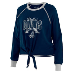 WEAR by Erin Andrews Women's Plus Size Tie-Front Long Sleeve Top - Dallas Cowboys