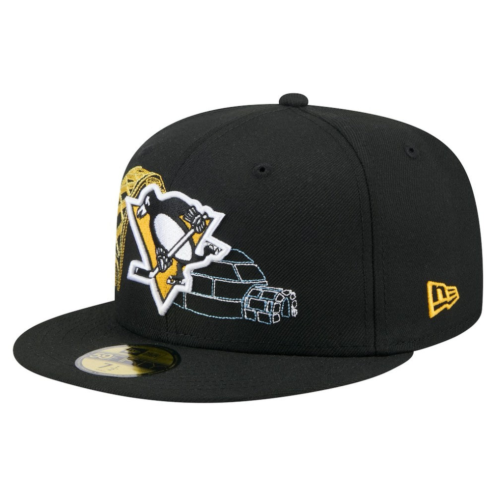 NHL Black Pittsburgh Penguins New Era State Stitch 59FIFTY Fitted Hat