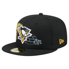 NHL Black Pittsburgh Penguins New Era State Stitch 59FIFTY Fitted Hat