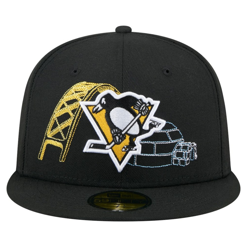 NHL Black Pittsburgh Penguins New Era State Stitch 59FIFTY Fitted Hat