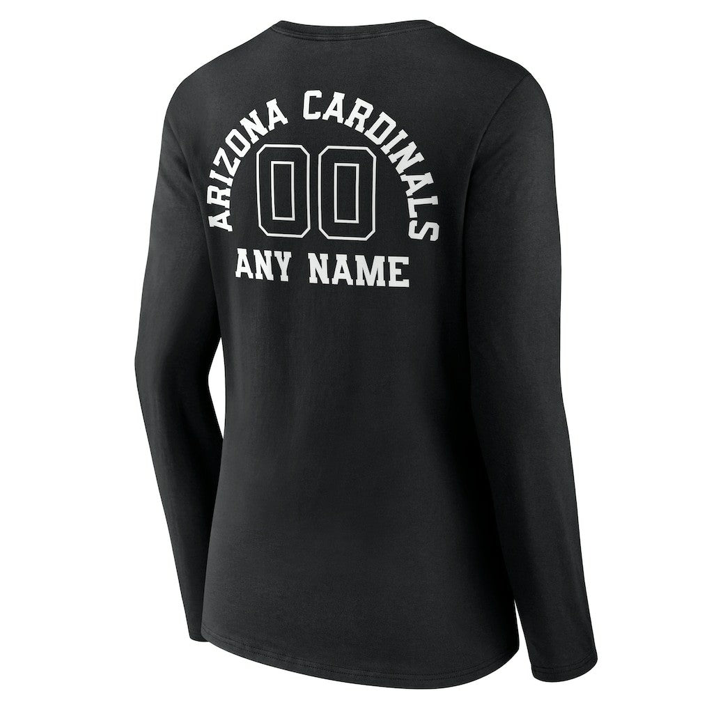 Women's Personalized Name & Number Monochrome Long Sleeve V-Neck T-Shirt - Arizona Cardinals
