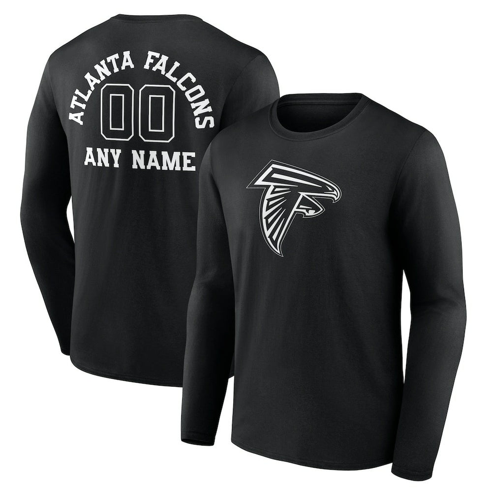 Personalized Name & Number Monochrome Long Sleeve T-Shirt - Atlanta Falcons