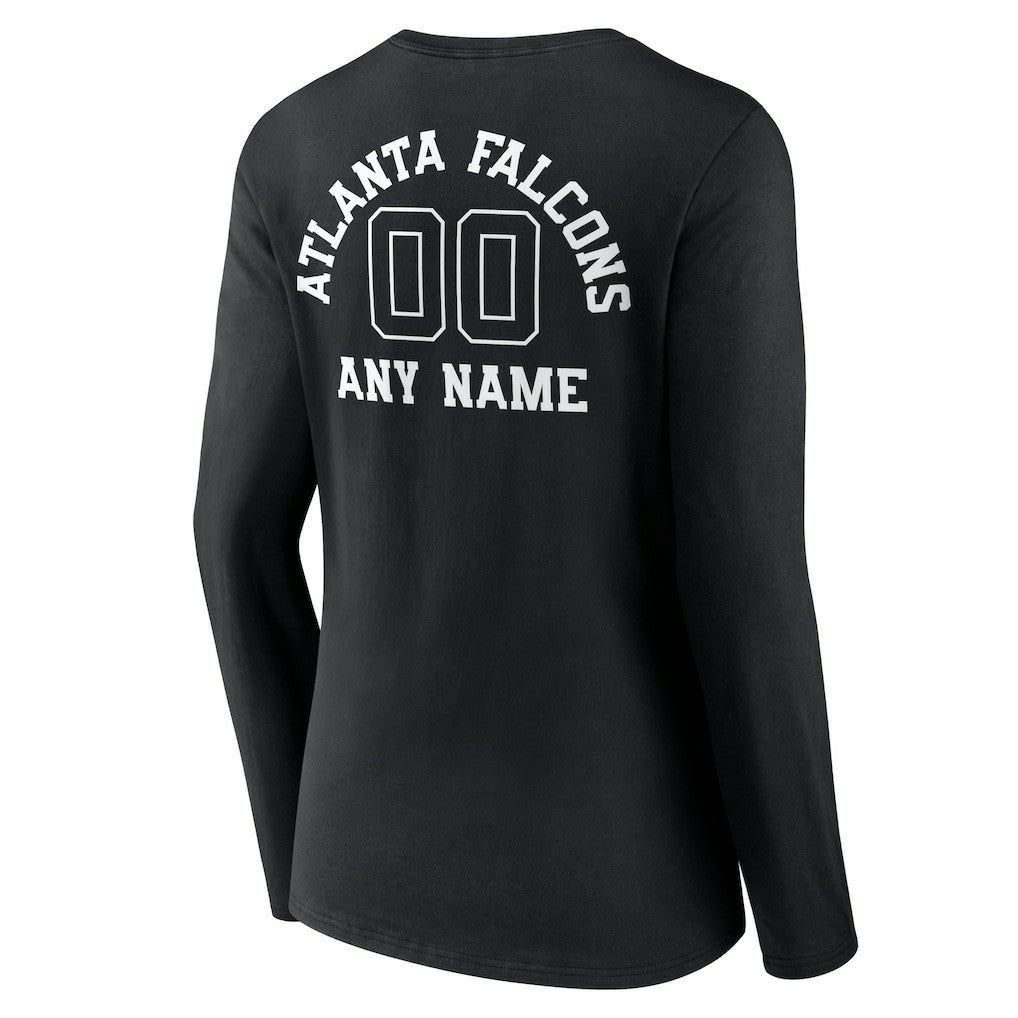 Women's Personalized Name & Number Monochrome Long Sleeve V-Neck T-Shirt - Atlanta Falcons