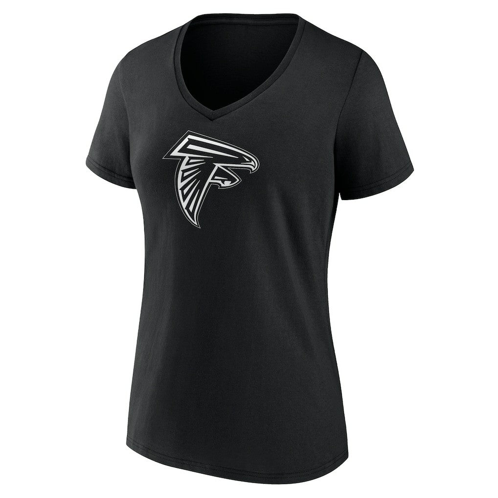 Women's Personalized Name & Number Monochrome V-Neck T-Shirt - Atlanta Falcons