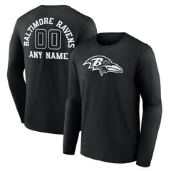 Personalized Name & Number Monochrome Long Sleeve T-Shirt - Baltimore Ravens