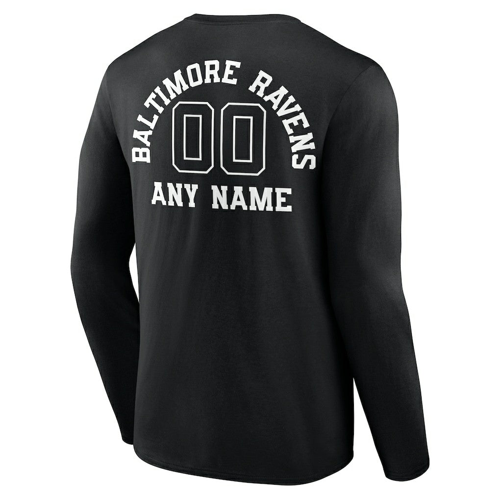 Personalized Name & Number Monochrome Long Sleeve T-Shirt - Baltimore Ravens