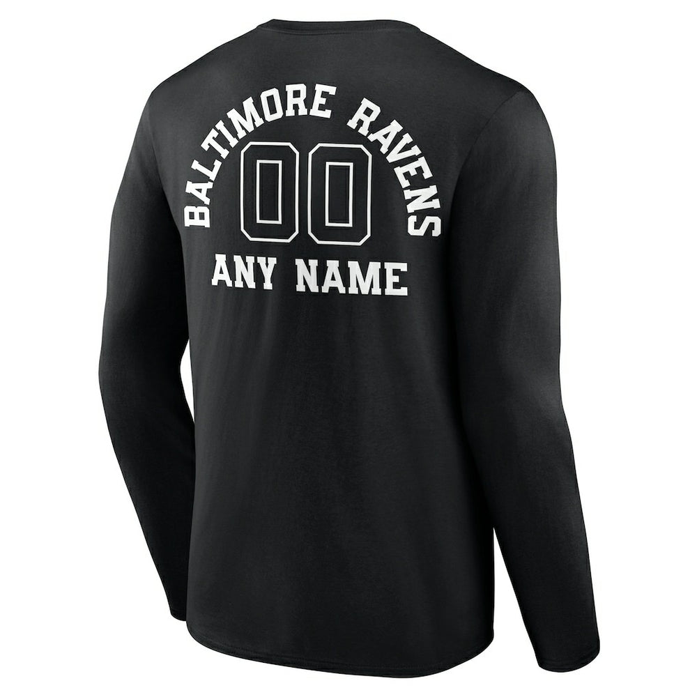 Personalized Name & Number Monochrome Long Sleeve T-Shirt - Baltimore Ravens