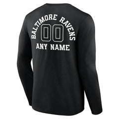 Personalized Name & Number Monochrome Long Sleeve T-Shirt - Baltimore Ravens