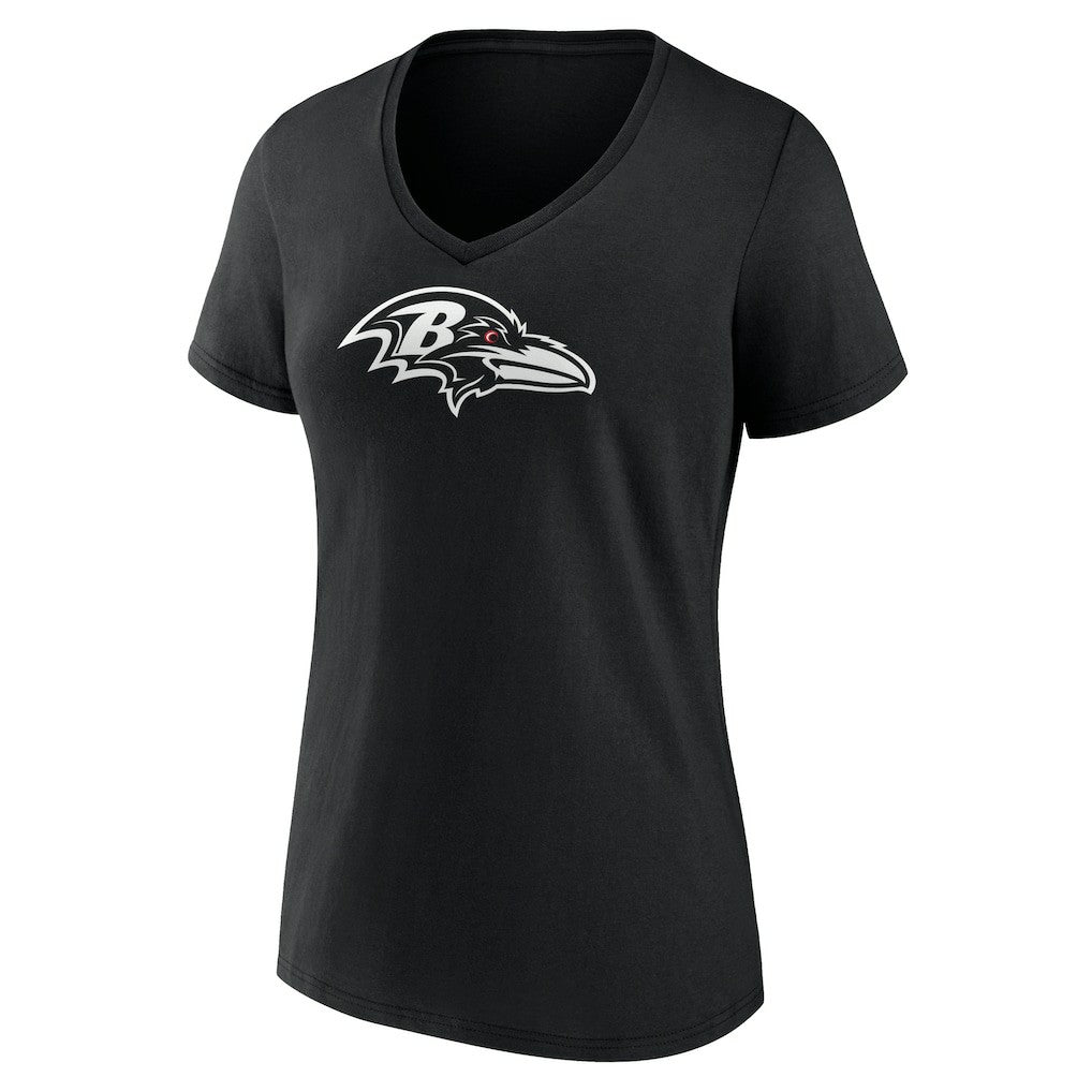 Women's Personalized Name & Number Monochrome V-Neck T-Shirt - Baltimore Ravens
