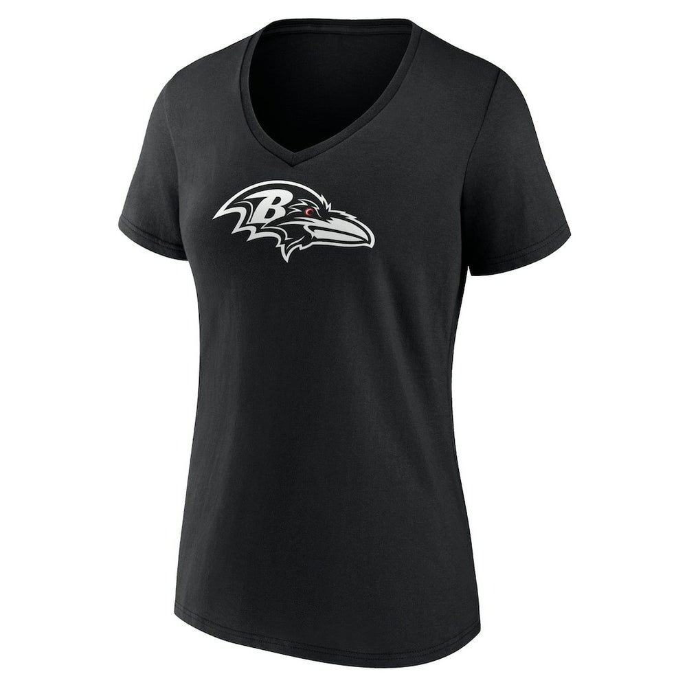 Women's Personalized Name & Number Monochrome V-Neck T-Shirt - Baltimore Ravens