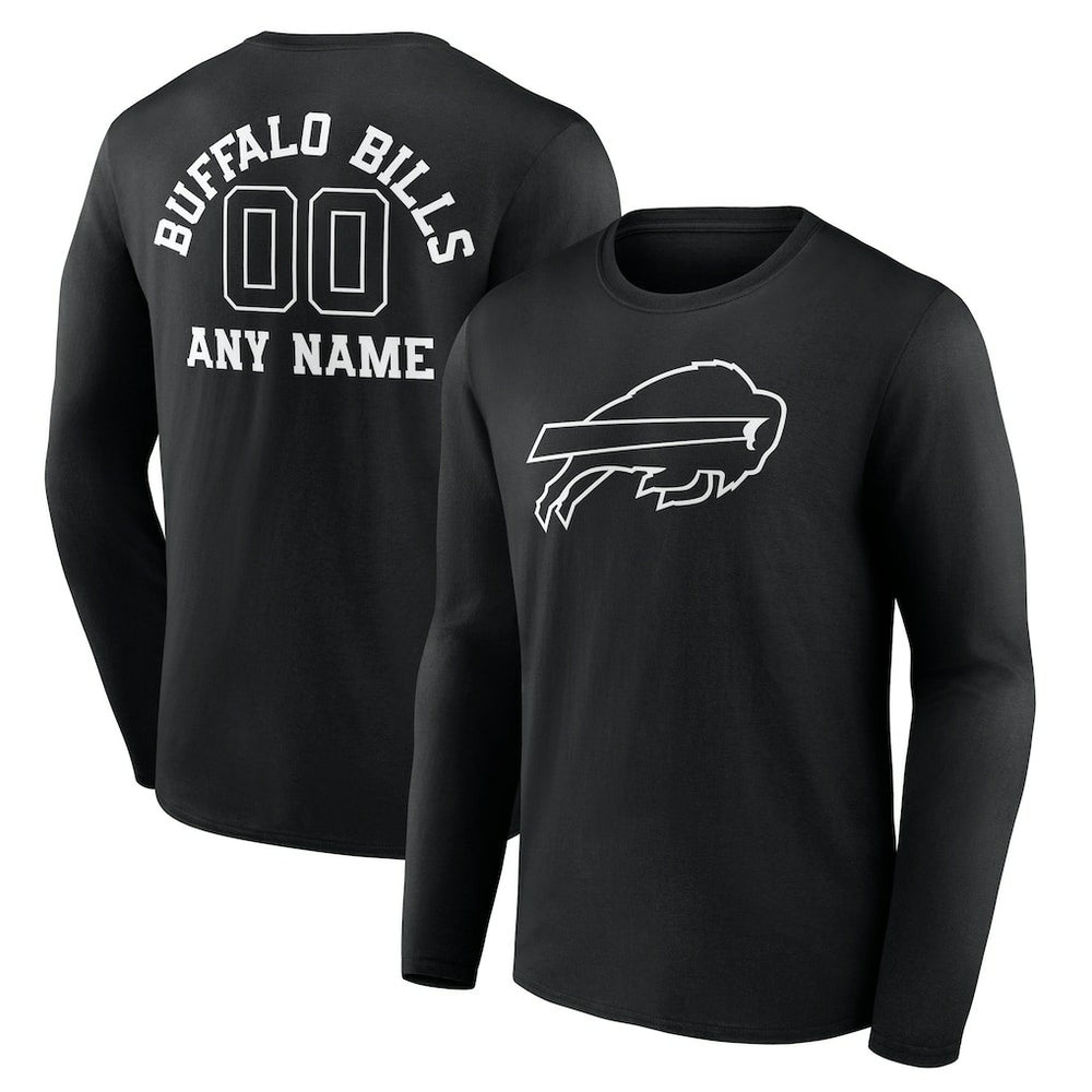 Personalized Name & Number Monochrome Long Sleeve T-Shirt - Buffalo Bills