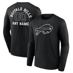 Personalized Name & Number Monochrome Long Sleeve T-Shirt - Buffalo Bills