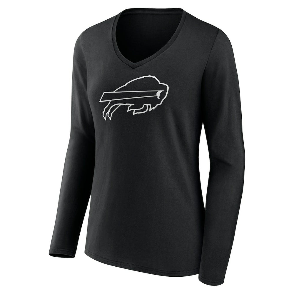 Women's Personalized Name & Number Monochrome Long Sleeve V-Neck T-Shirt - Buffalo Bills