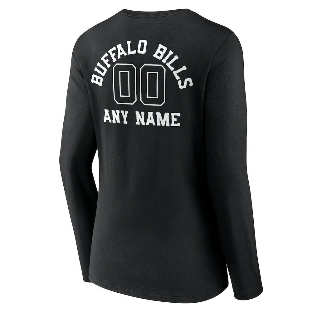 Women's Personalized Name & Number Monochrome Long Sleeve V-Neck T-Shirt - Buffalo Bills