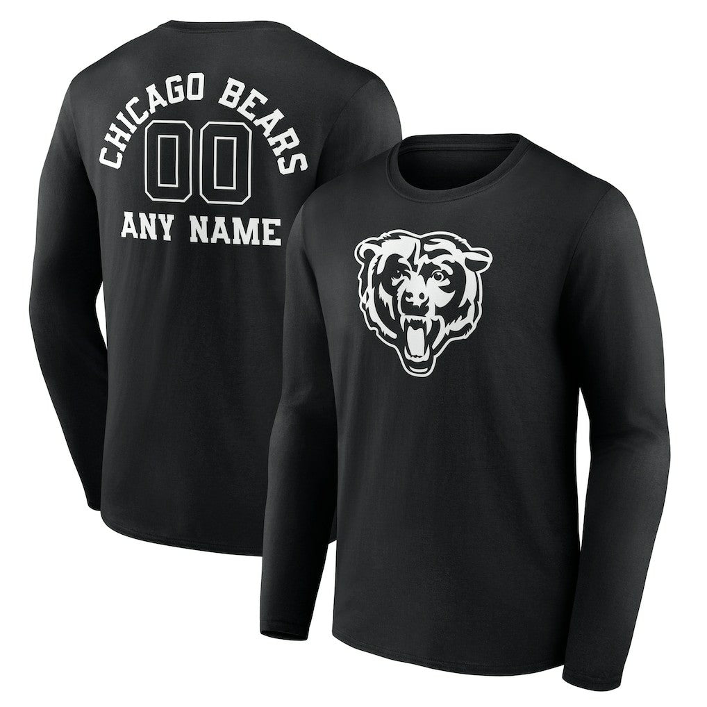 Personalized Name & Number Monochrome Long Sleeve T-Shirt - Chicago Bears