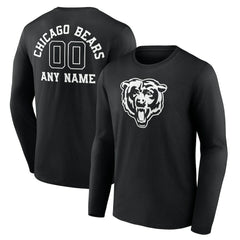 Personalized Name & Number Monochrome Long Sleeve T-Shirt - Chicago Bears