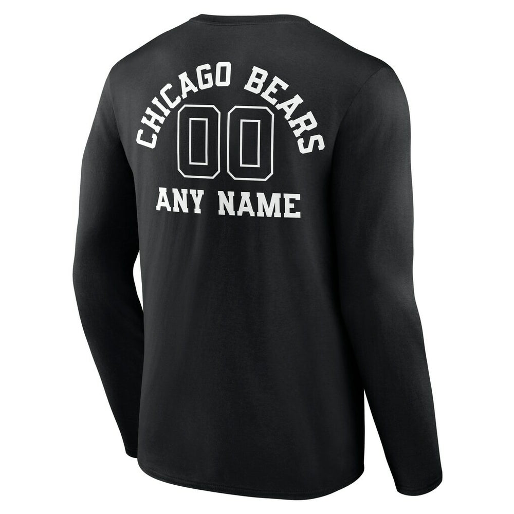 Personalized Name & Number Monochrome Long Sleeve T-Shirt - Chicago Bears