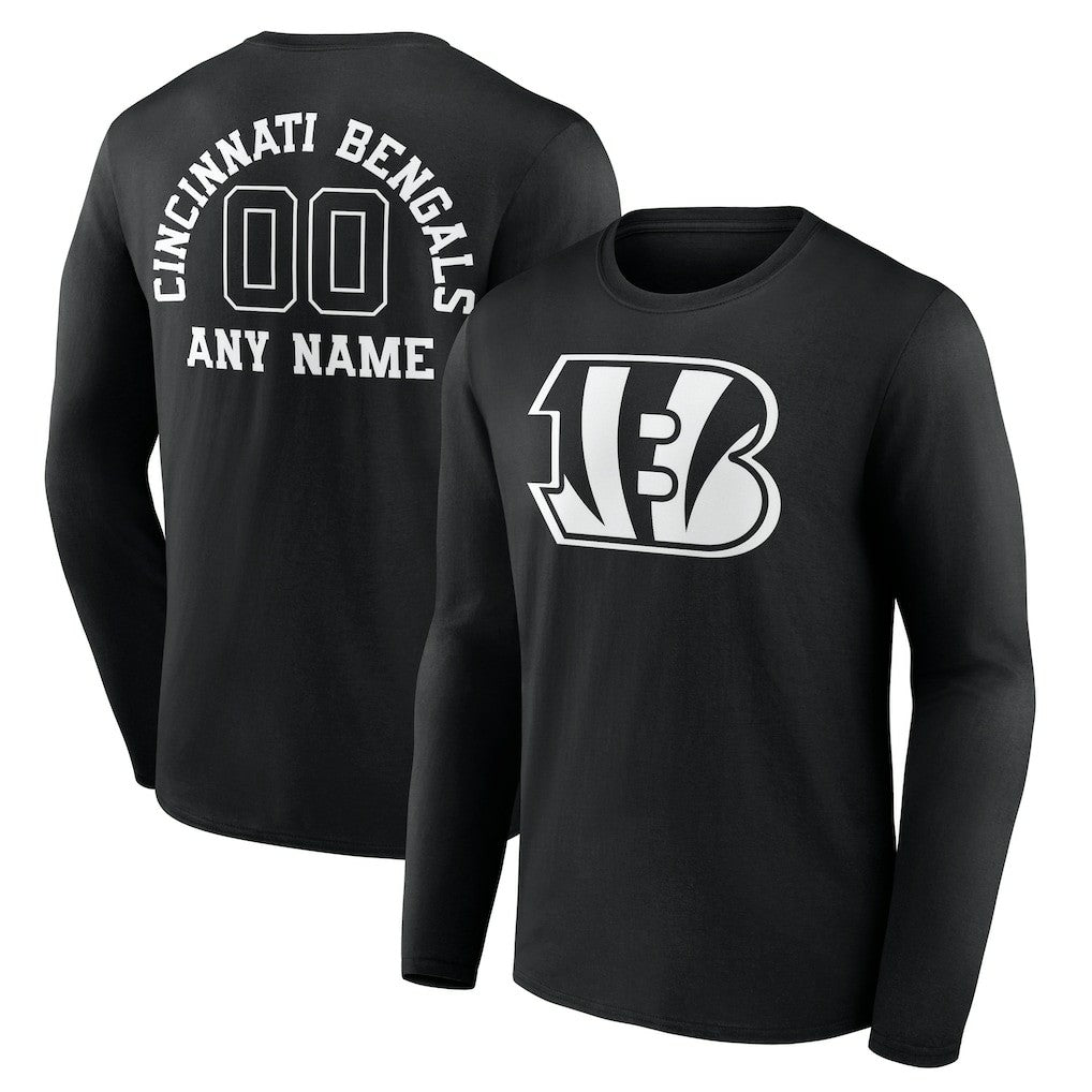 Personalized Name & Number Monochrome Long Sleeve T-Shirt - Cincinnati Bengals
