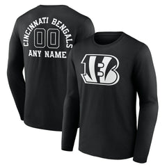 Personalized Name & Number Monochrome Long Sleeve T-Shirt - Cincinnati Bengals