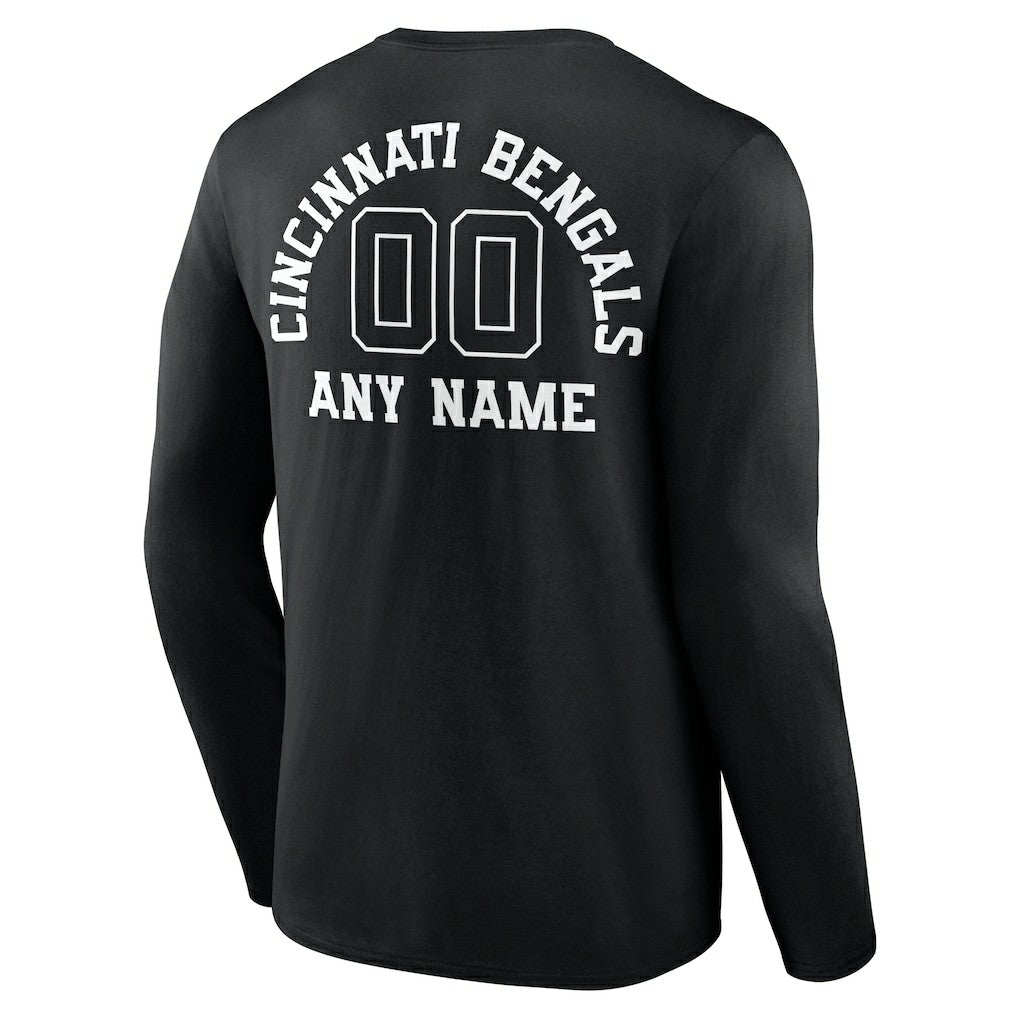 Personalized Name & Number Monochrome Long Sleeve T-Shirt - Cincinnati Bengals
