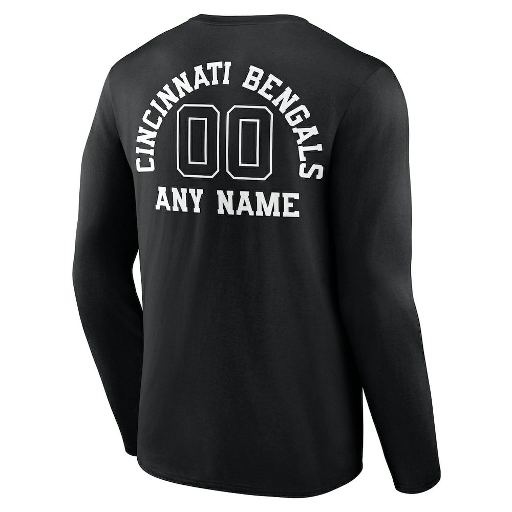 Personalized Name & Number Monochrome Long Sleeve T-Shirt - Cincinnati Bengals