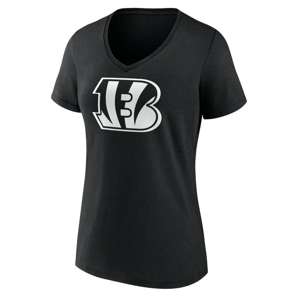 Women's Personalized Name & Number Monochrome V-Neck T-Shirt - Cincinnati Bengals
