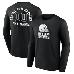 Personalized Name & Number Monochrome Long Sleeve T-Shirt - Cleveland Browns
